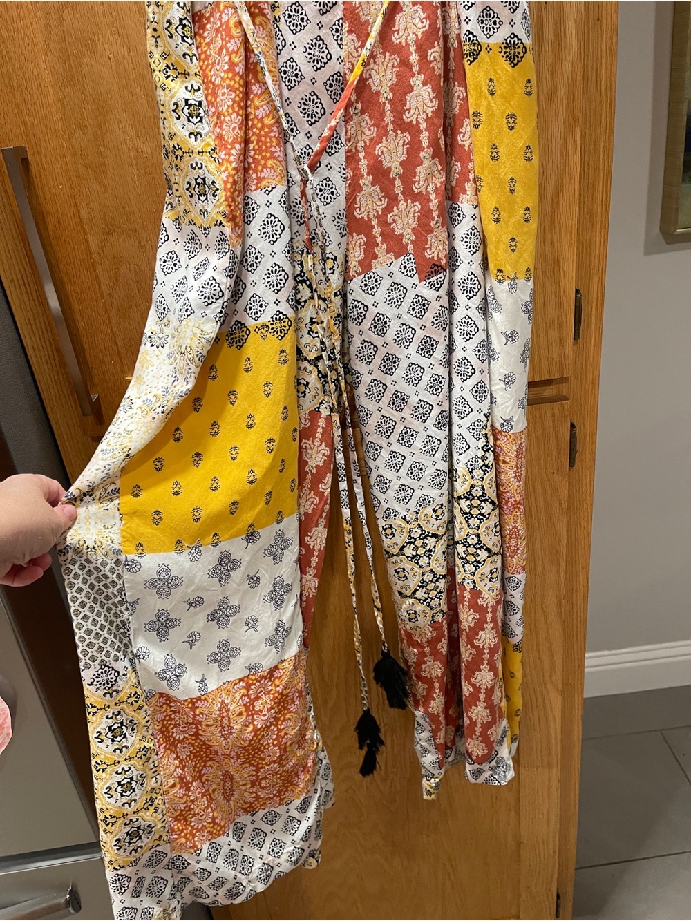 Xhilaration Yellow Multi Patchwork Print Jumpsuit | Size Large| Boho Summer - Picture 6 of 7